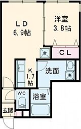 仮)千歳市清流2丁目AP 1LDKの間取図画像