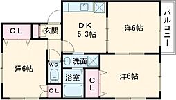 ウエストアネシス壱番館 3Kの間取図画像