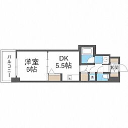 クリーデンス福島 1DKの間取図画像