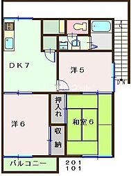 サンパティオ 3DKの間取図画像