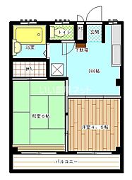 リバーサンズハイツ 2DKの間取図画像