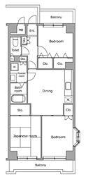 アバクス立川A棟 3DKの間取図画像