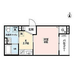 CRASTINE大蓮北4丁目A 1Kの間取図画像