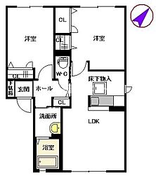 コンフォート博多南B 2LDKの間取図画像