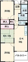 ライフコート萩の台 3DKの間取図画像