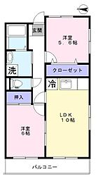 ルプソアール 2LDKの間取図画像