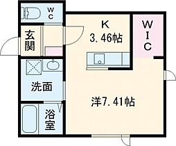 スカイヒルズ 1Kの間取図画像