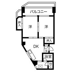 第三協和コーポ 2DKの間取図画像