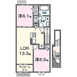 スケールI 2LDKの間取図画像