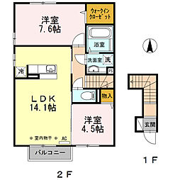 ヴィラフォンテ 2LDKの間取図画像