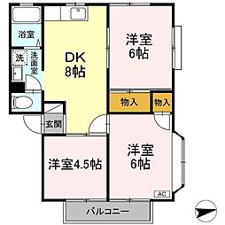 ガーデン茶山B 3DKの間取図画像