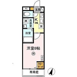 レジデンス平山 1Kの間取図画像