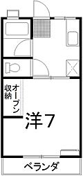 シティハイムオリオン 1Kの間取図画像