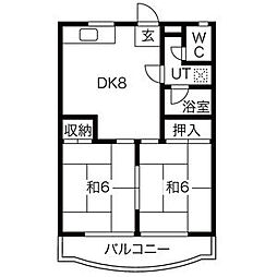 レジデンス光和104 2DKの間取図画像