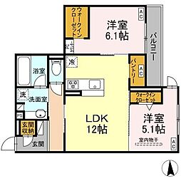 D-crinum川島田 2LDKの間取図画像