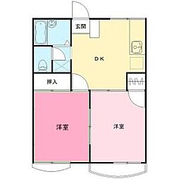 グリーンコーポ1 2DKの間取図画像