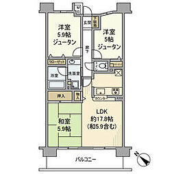 レックス川崎ピラーズコート 2LDKの間取図画像