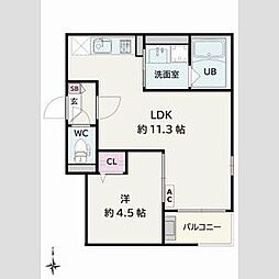 Jack sambanII 1LDKの間取図画像