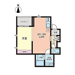 リベルテ2 1LDKの間取図画像