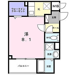 CRETA(クレタ)扇 1Kの間取図画像