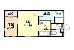 コモド太閤山II 1LDKの間取図画像