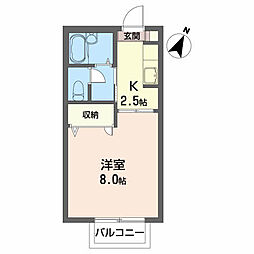 パークコート泉弐番館 1Kの間取図画像