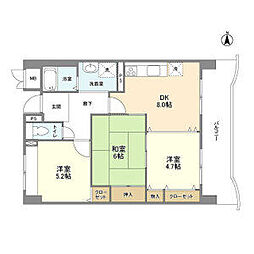 サンリットステージ出戸 3DKの間取図画像