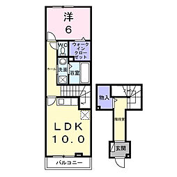 ウィステリアタウンI 1LDKの間取図画像