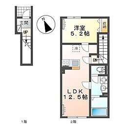 仮)大槻町原田新築アパート 1LDKの間取図画像