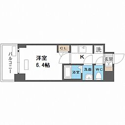 プレサンス福島ミッドエル 1Kの間取図画像