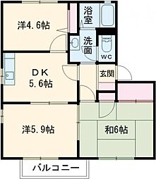 グリーンハイツ池ノ山D 3DKの間取図画像
