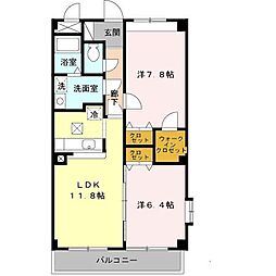 グレイスコート 2LDKの間取図画像