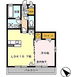 ロイヤルタウン早岐B 1LDKの間取図画像