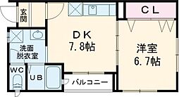 にゃんこハイツ 1DKの間取図画像