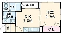 にゃんこハイツ 1DKの間取図画像