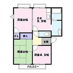 フレグランス金保A棟 3DKの間取図画像