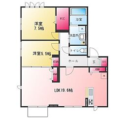 Ligare 黒川 2LDKの間取図画像