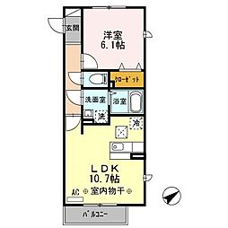 シュテルンビルト-A 1LDKの間取図画像