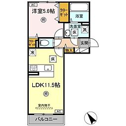 Dーroom N 1LDKの間取図画像
