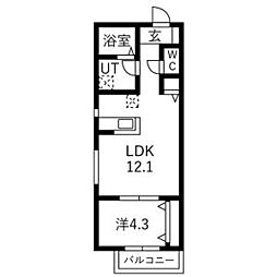 リトリート氷室 1LDKの間取図画像