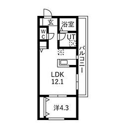 リトリート氷室 1LDKの間取図画像