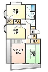 ベルハイネス 3DKの間取図画像
