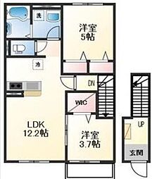 姫路市白鳥台3丁目アパート 2LDKの間取図画像