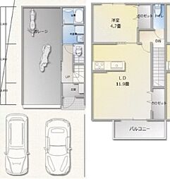 La vie ガレージ舞阪 1LDKの間取図画像