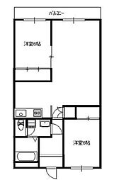 リルームス萩原2 2LDKの間取図画像