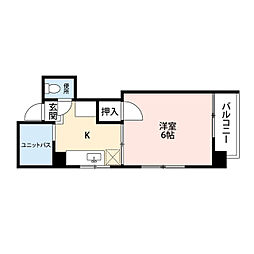 ハイツV 1Kの間取図画像