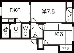 ヴェルディB 2DKの間取図画像