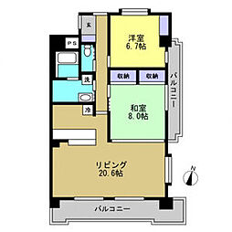ハイヒルズクマノ 2LDKの間取図画像