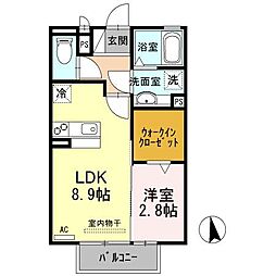 フレーズB 1LDKの間取図画像