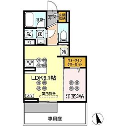 ディアライズ河内 1LDKの間取図画像